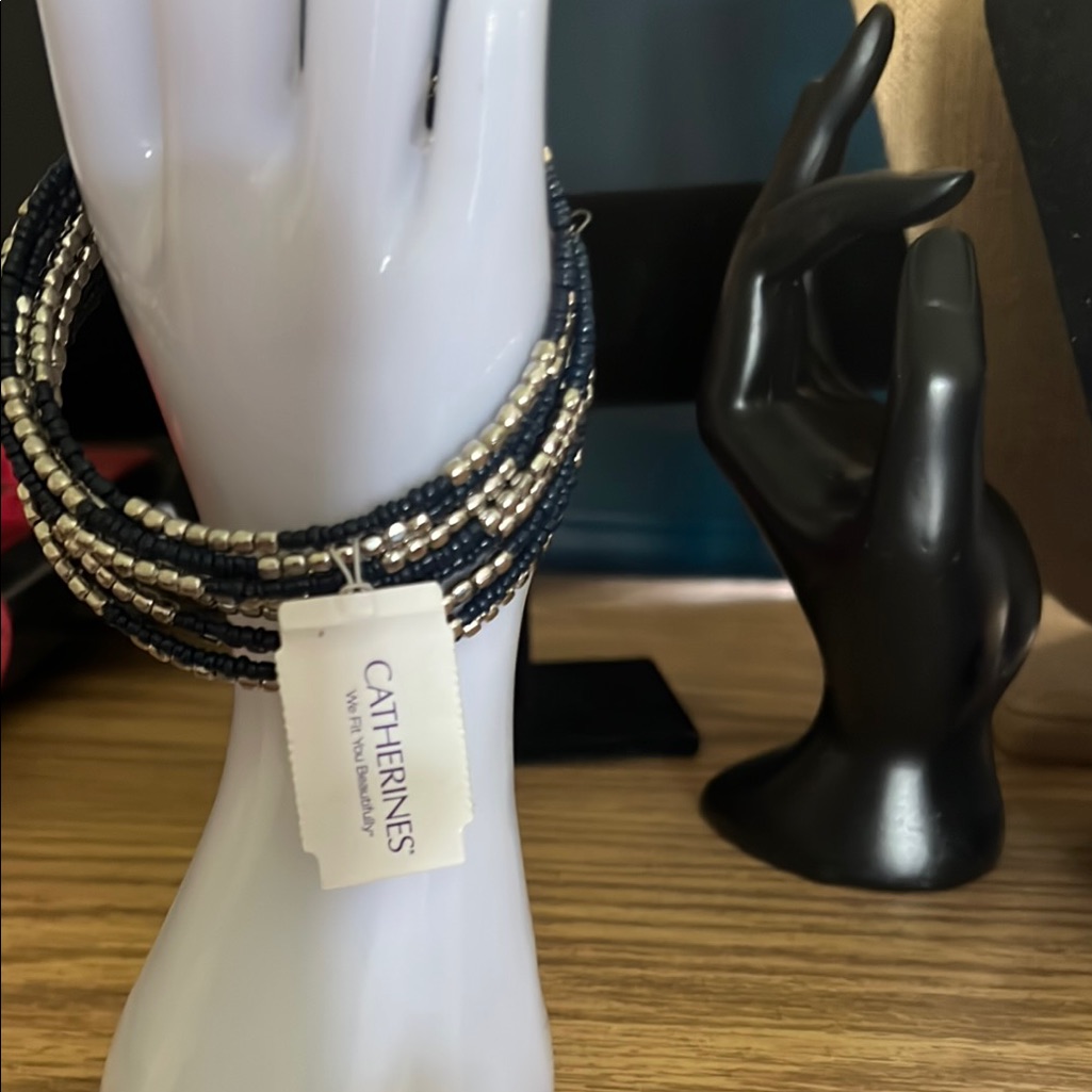 Catherines Silver And Black Beaded Bracelet
